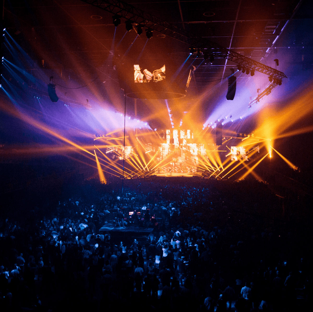 Concert stage lighting from audience perspective